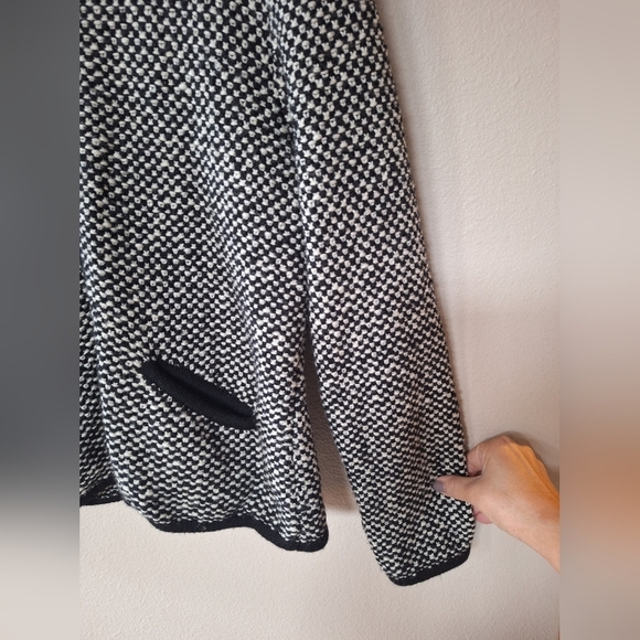 Talbots Petites Womens Zip Up Wool Blend Black/White Sweater Jacket Size M - Picture 5 of 7